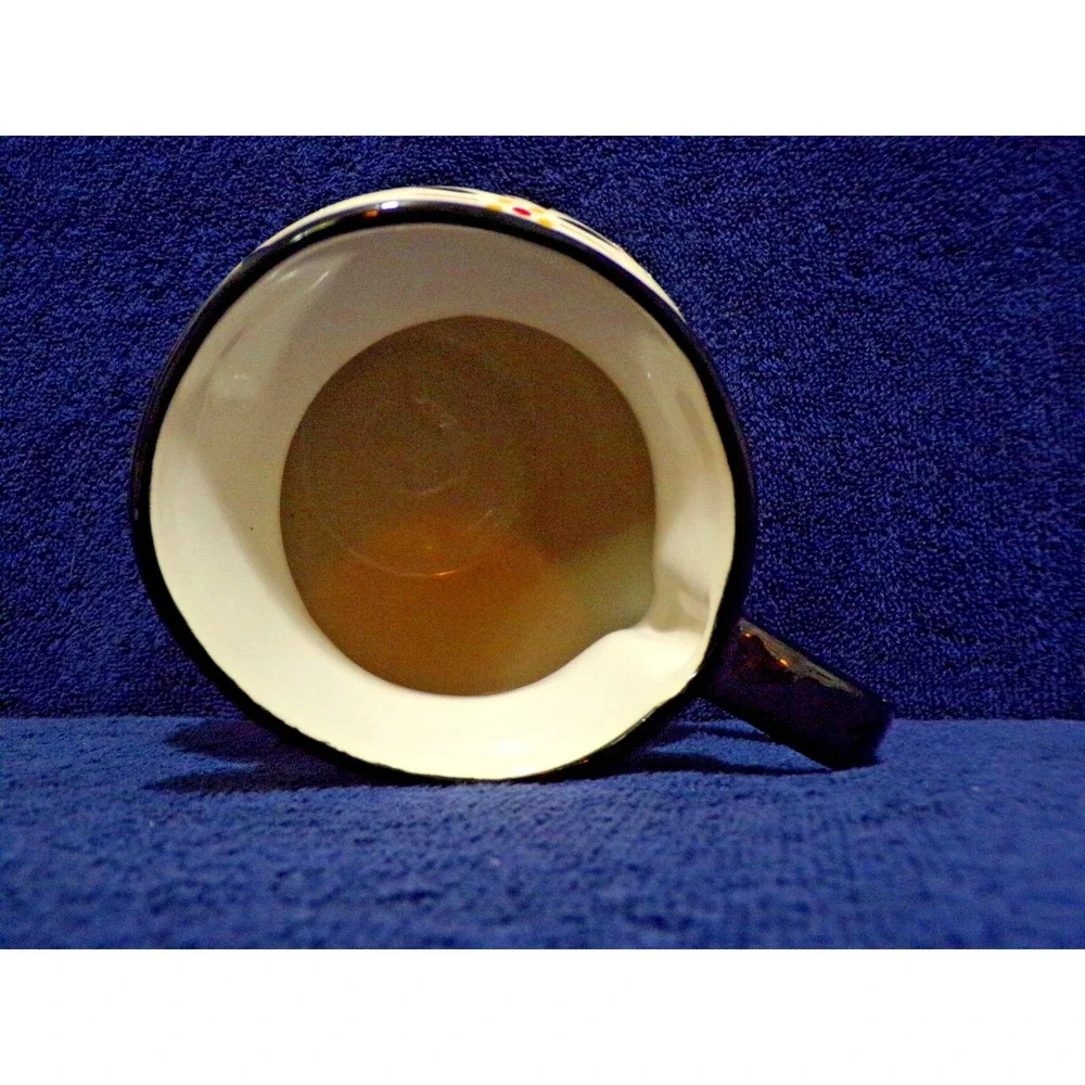 Temp-Tations By Tara Old World Ceramic Pitcher 20oz. Black Yellow White